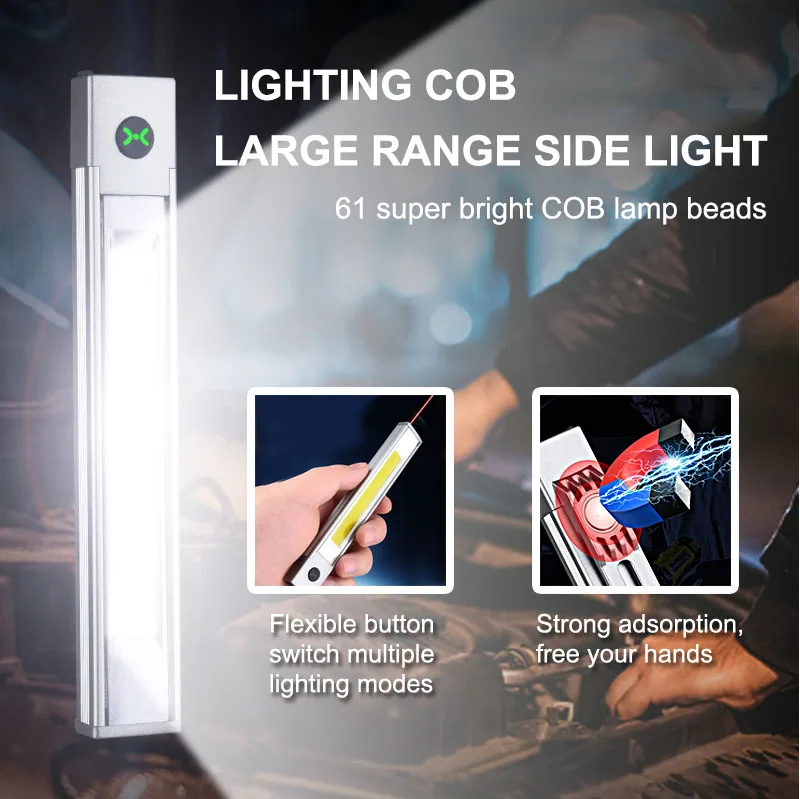 New Design Side COB Flashlight Pen Clip Strong Magnet Infrared Laser Outdoor Portable Work Light Flashlight