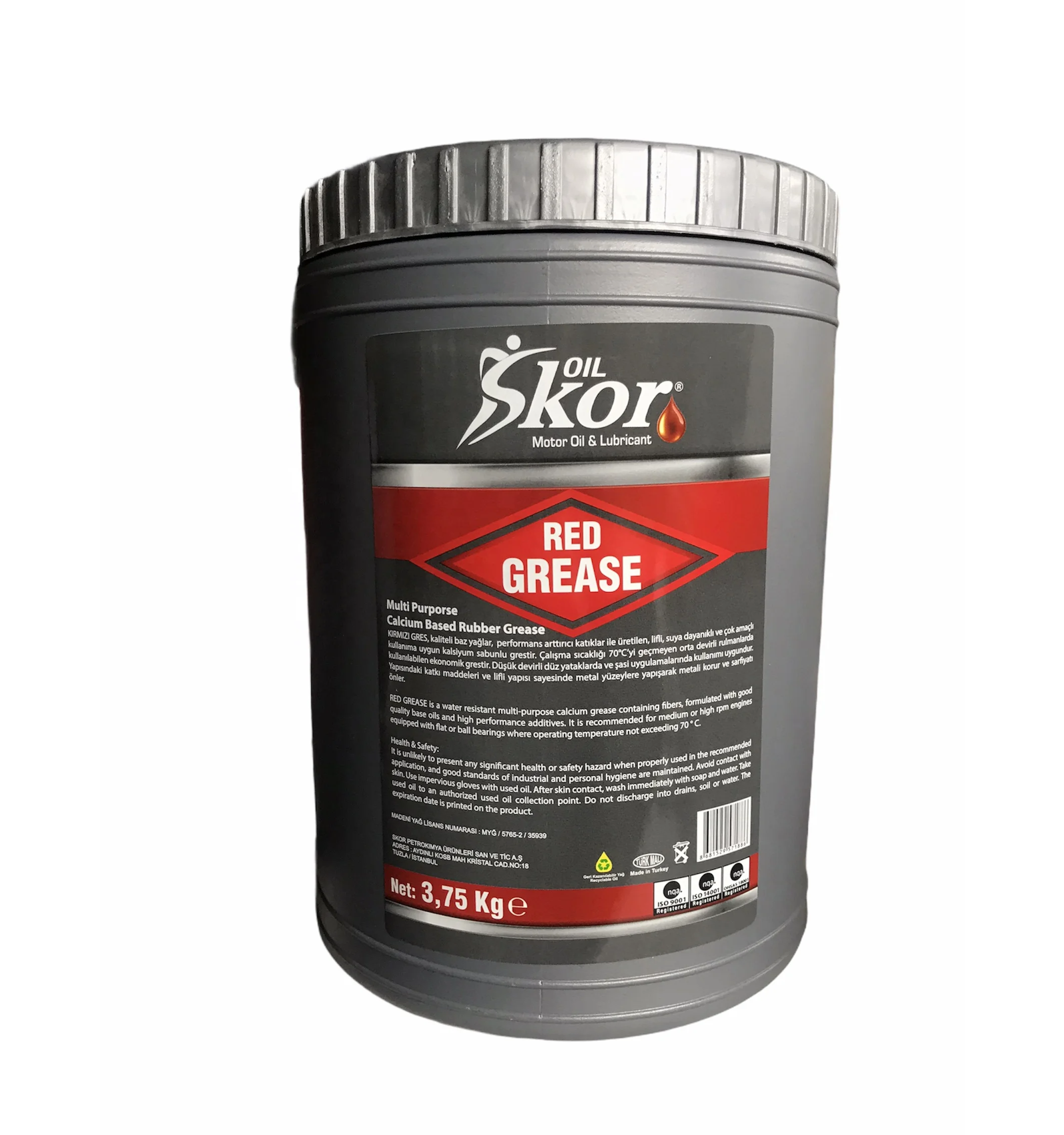 SkorOil Red Grease 3.75 KG Multi Purpose Calcium Based Rubber Grease Industrial Series Lubricant grease