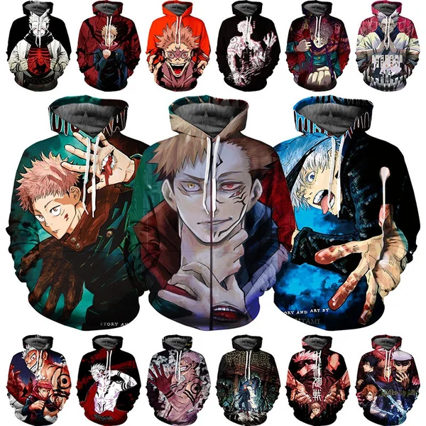 Jujutsu Kaisen 3D Printed Hoodies for Men Anime 3D Printing Hoodies From Men Casual Fashion Harajuku Funny Oversized Pullover