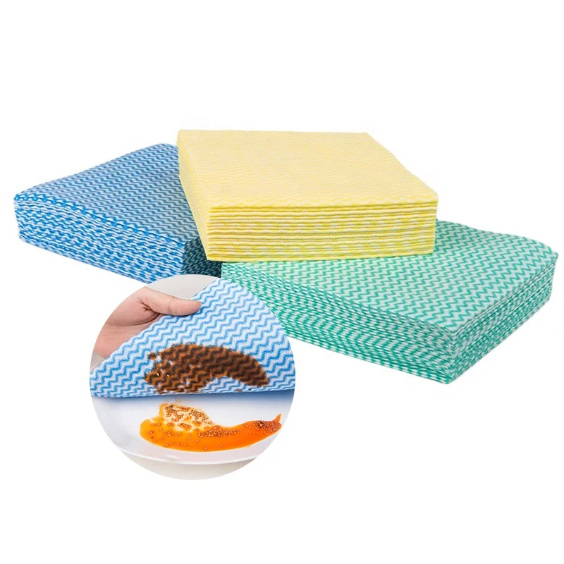 Wholesale Disposable Reusable Viscose Kitchen Towels 350gsm Absorbent Nonwoven Dish Cloth Washing Glasses Free Sample Available