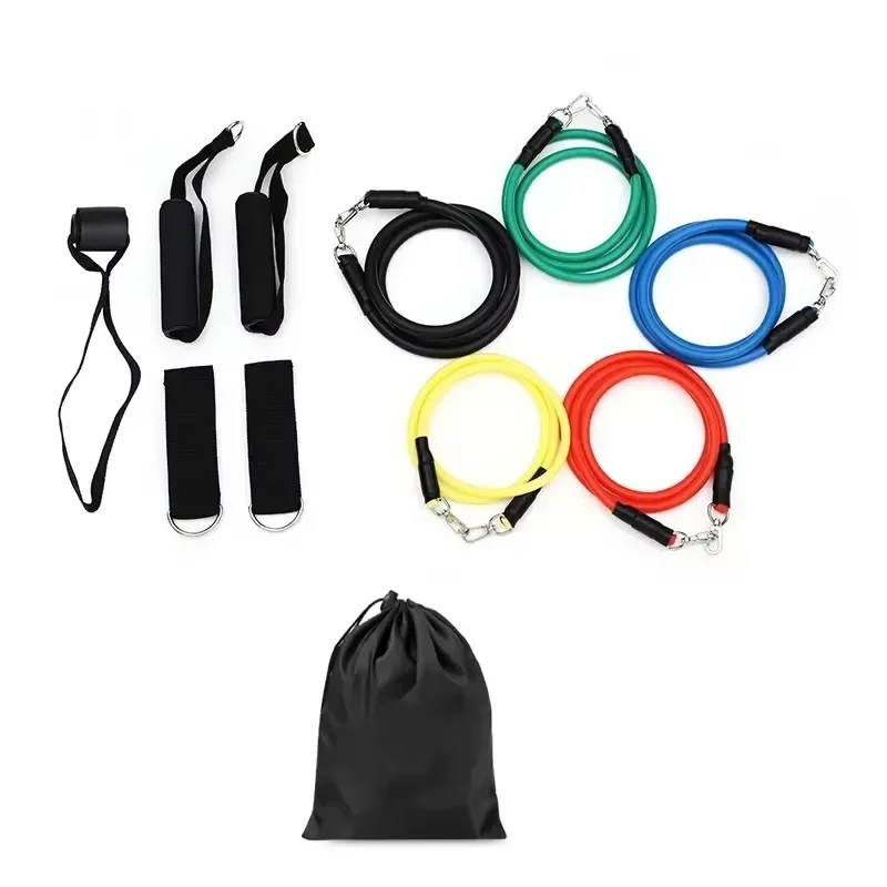 YIWU Durable Travel Exercise Pull Rope Training Latex Resistance Band Set 11 Pieces with Exercise Tube