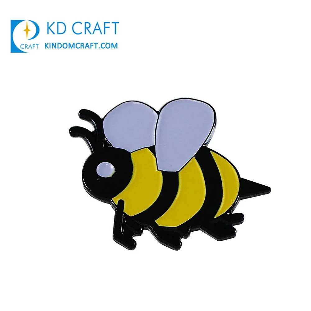 High quality pin manufacturers custom metal black nickel plating soft enamel cute animal bee enamel pin