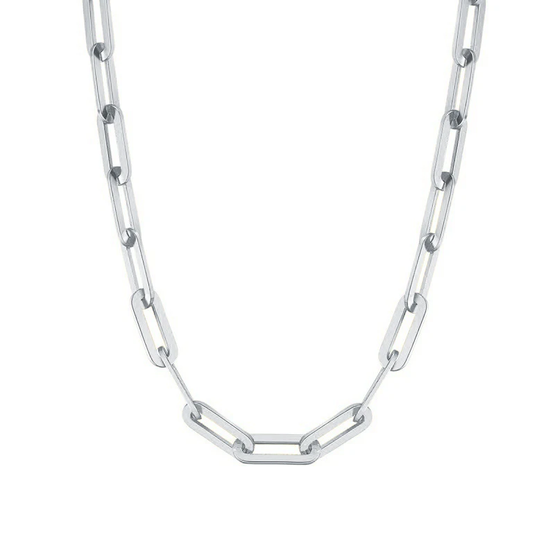 S925 Made in Italy Solid 14K Gold Plated Over Sterling Silver Italian 2.2*6 Paperclip Link Chain Necklace for Women Men