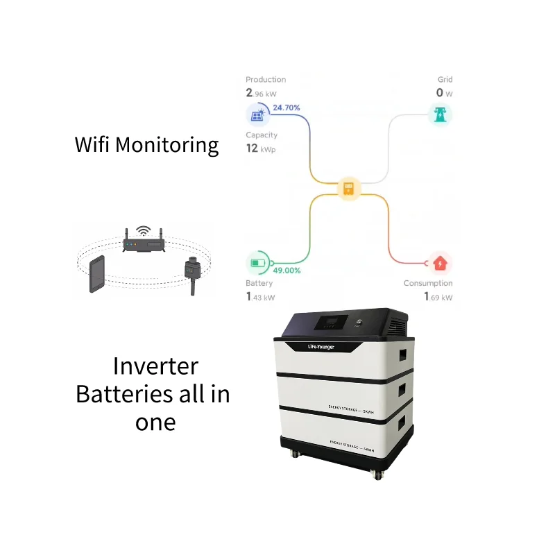 Home Solar Energy Storage System Inverter Battery Pack With Wifi Monitoring Lithium Batteries Power Backup Generator For House