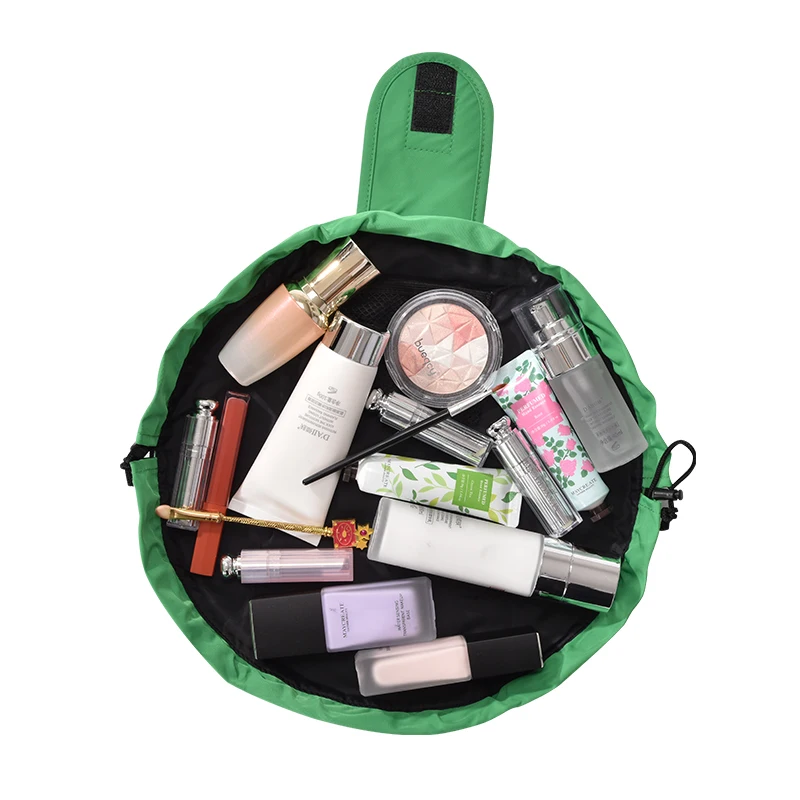 Private label travel large capacity recycled beauty nylon drawstring cosmetic bag makeup bag