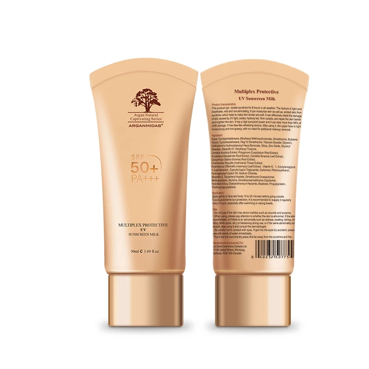 2020 Manufacture Customized Vegan Mineral Sunscreen Spray Spf 50 Cream Milk Lotion Korean Travel Size 50ml