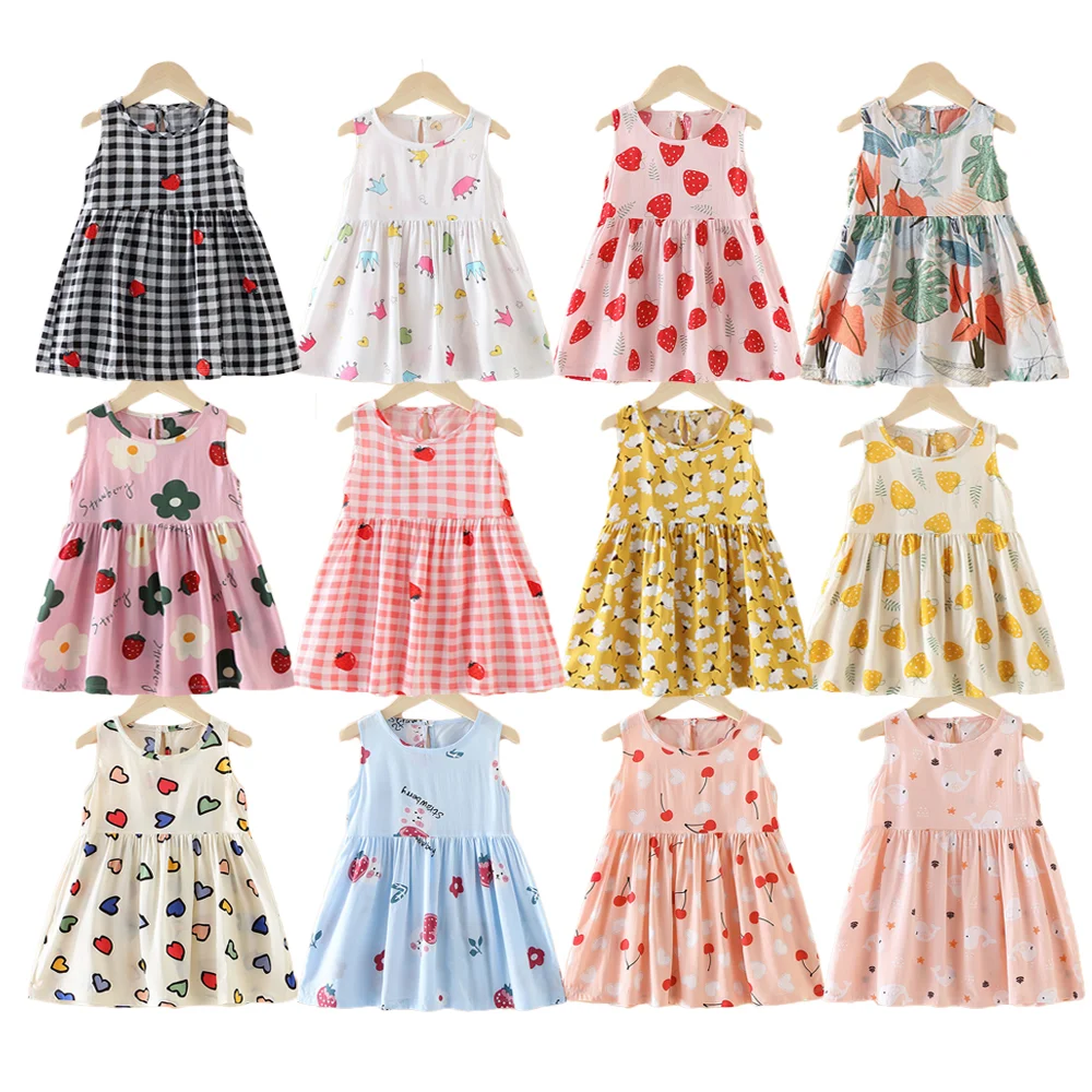Summer Toddler girls clothings Cute flora printing clothings dress Leisure Cotton kids clothings wholesale factory price