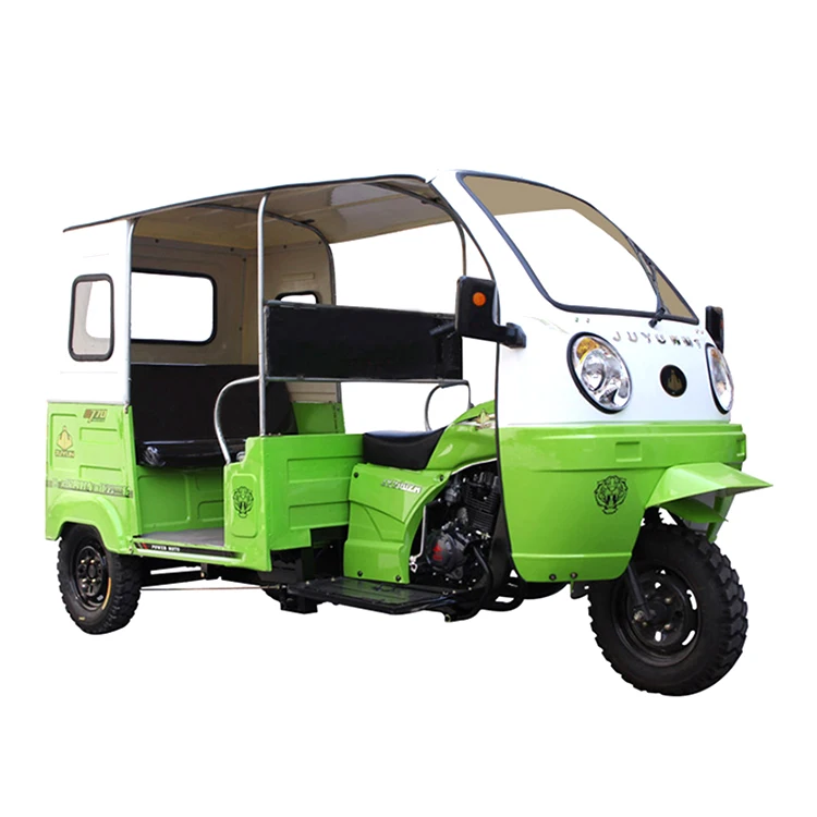 China New Model 3 Wheel Gasoline Tricycle 200cc Taxi Moto Bajaj Tuk Rickshaw For Sale Enclosed Cabin Tricycle