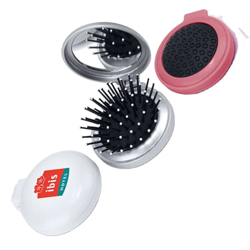 Plastic Hair brush Pocket Mirror Folding Comb With Mirror