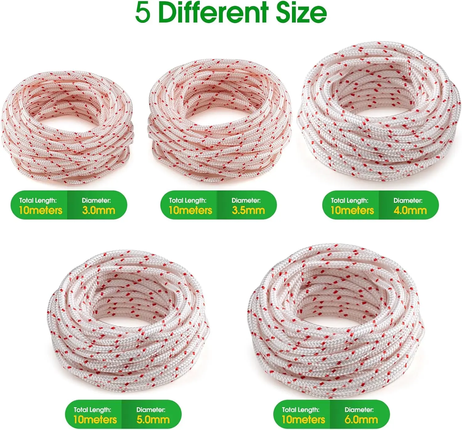 Recoil Nylon Starter Rope Pull Cord  Garden Tool Parts Chainsaw BraidedTrimmer for  Edger Brush Cutter Lawn Mower