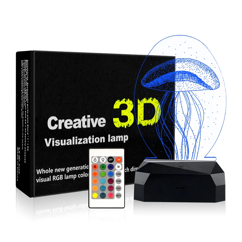 
Diamond-shaped Light Base 16 Colors Night Light USB rechargeable acrylic 3D led lamp 