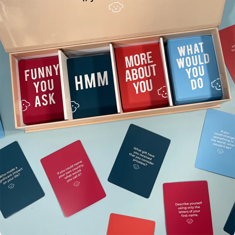 Customized Low Piece Adult Question Trading Talk Card Game Playing Family Manufacturers Printing Services With Box