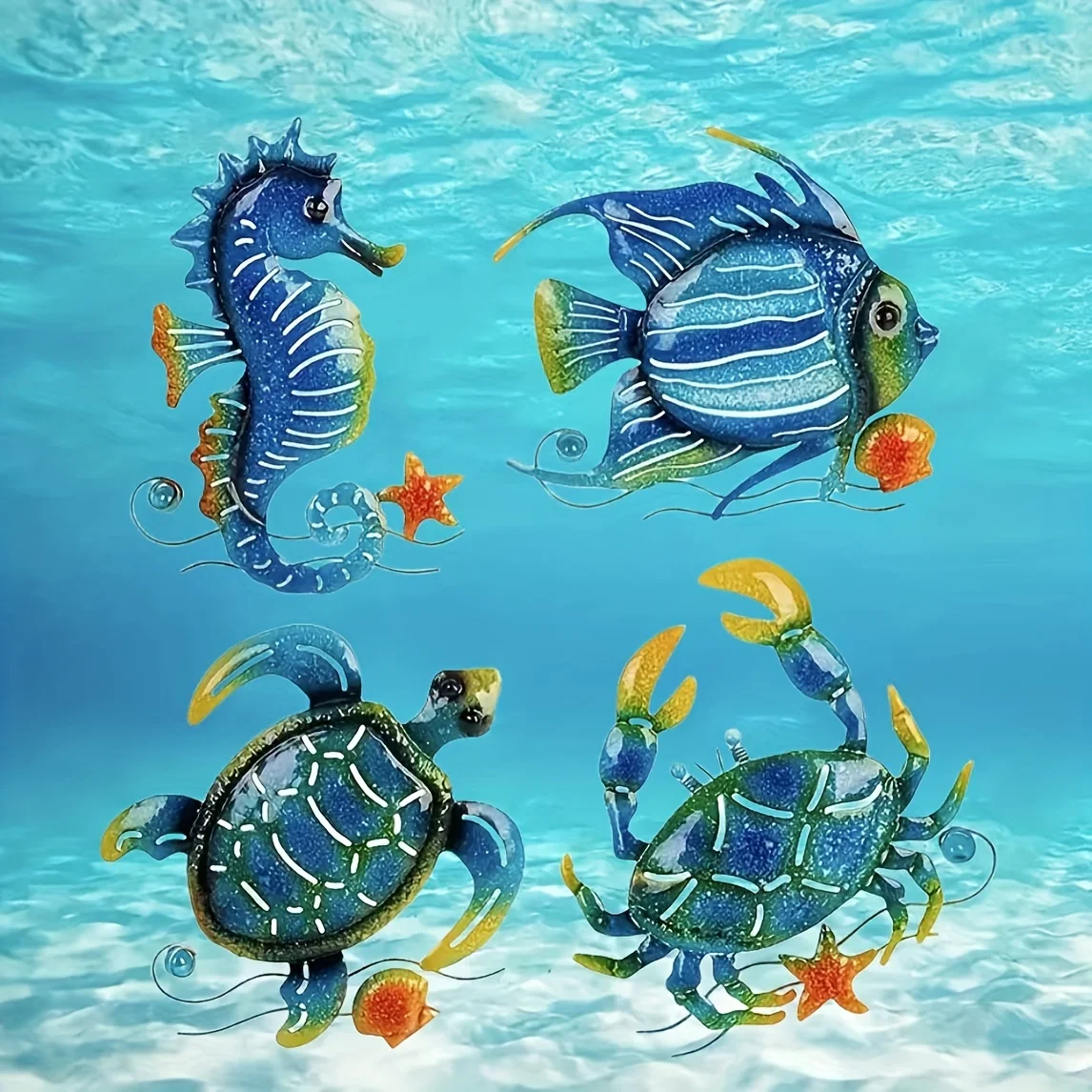 Ocean Sea Wall Art Decorations Metal Fish Crafts Hanging for Bedroom Iron Art Balcony Ornaments