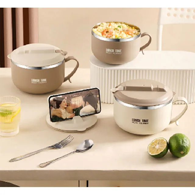 New  portable 304 Stainless Steel Milk cup yogurt cup pp breakfast cereal cup with lid spoon food