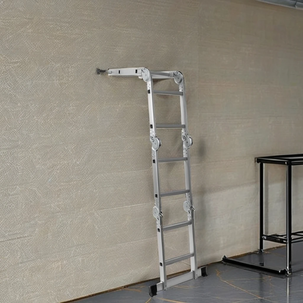 Portable Multi-Folding Scaffold Aluminum Ladder Telescopic Indoor/Outdoor Household Feature Industrial Design EN131 Certified