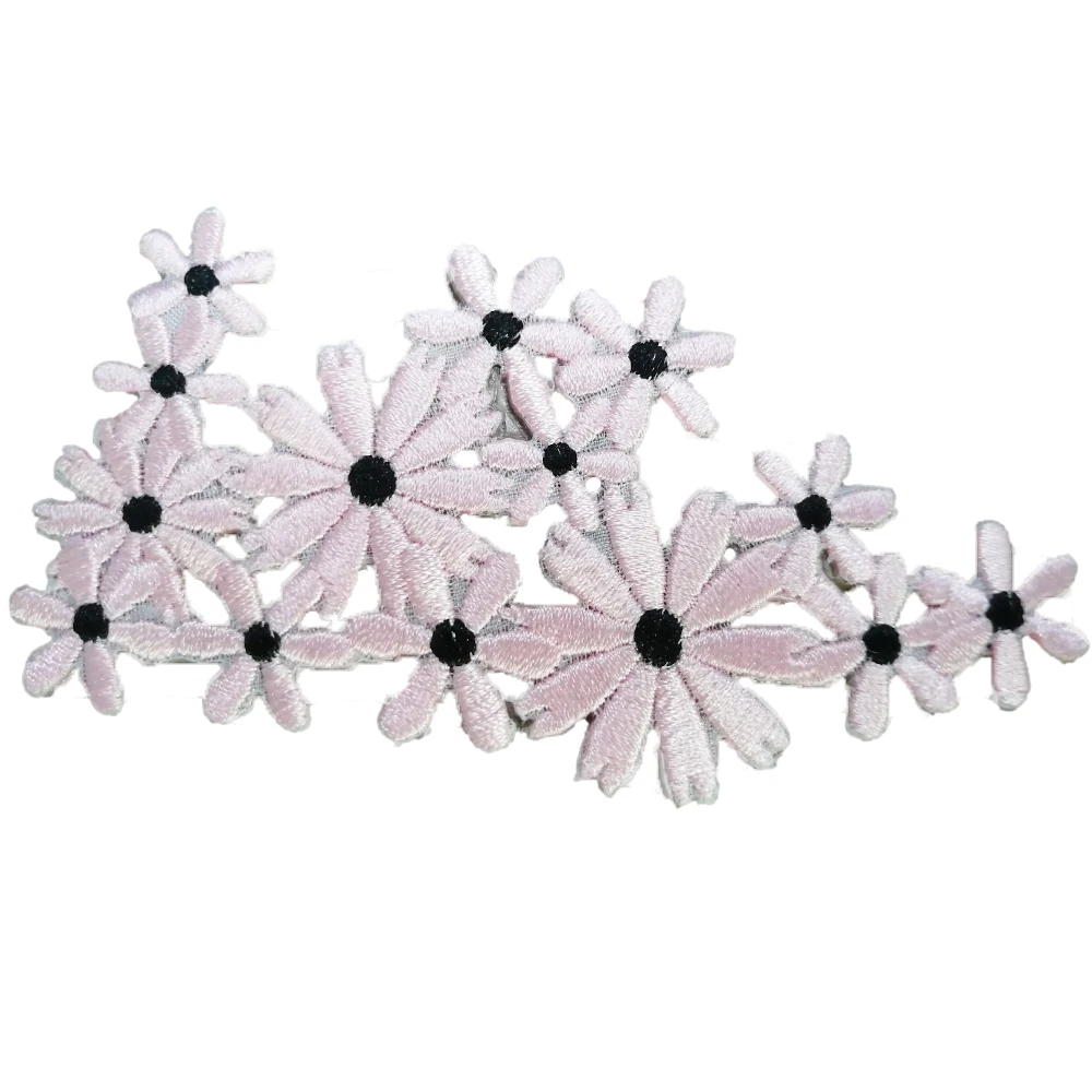 Wholesale embroidered applique flower 3d embroidered patch flower embroidery badges label tag badges rhinestones flower applique