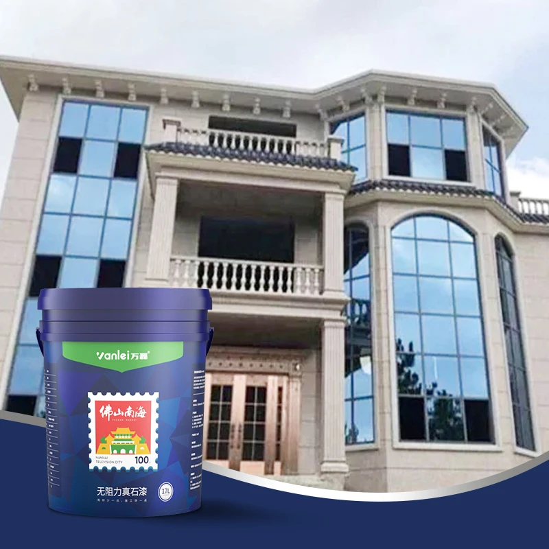 Wanlei Water Based Rock Chip Exterior Silicone Stone Paint For Commercial And Residential Building