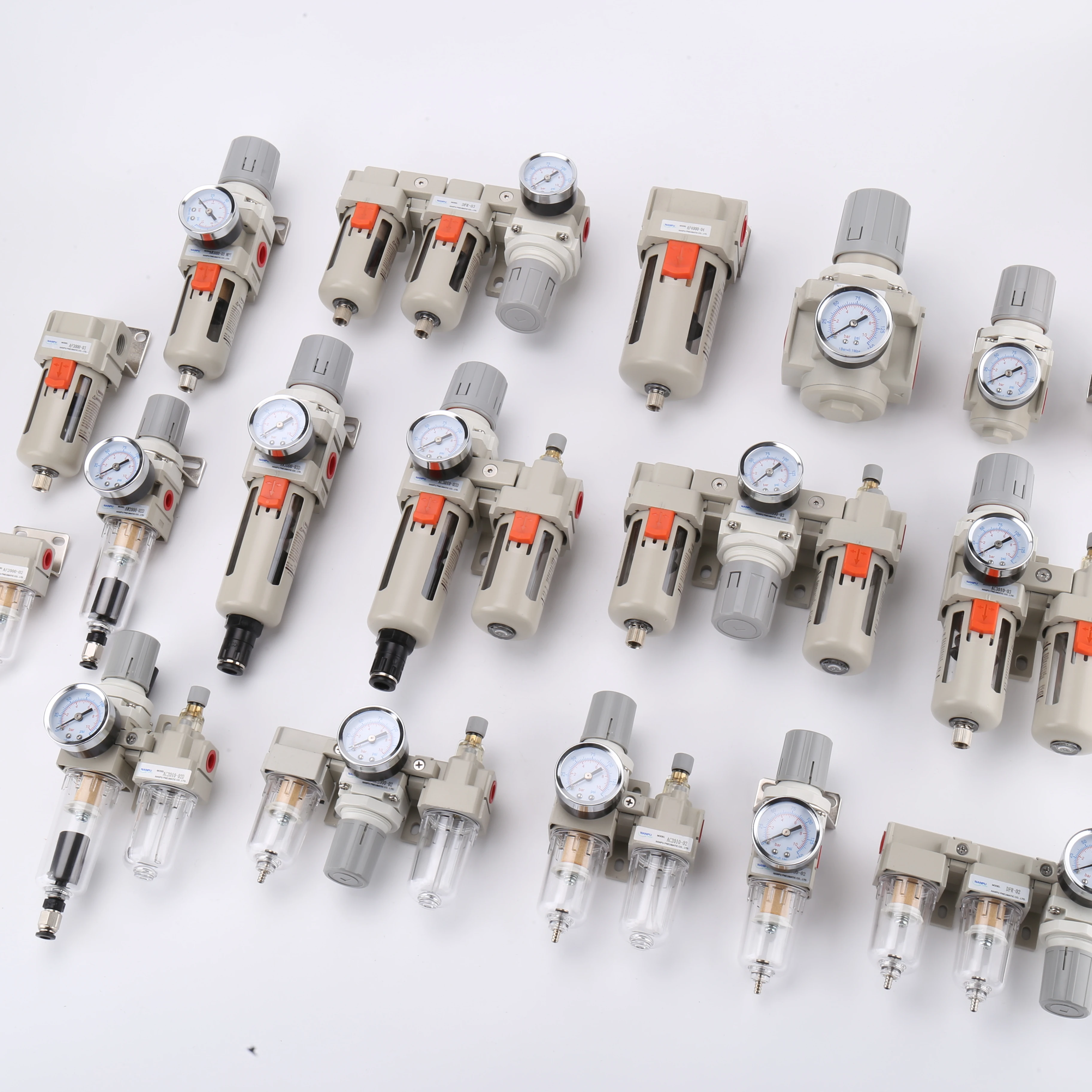 NANPU SMC AC2000 AC3000 AC4000 AC5000 Manual Drain Aluminium Oil And Water Separators FRL Air Pressure Filter Regulators