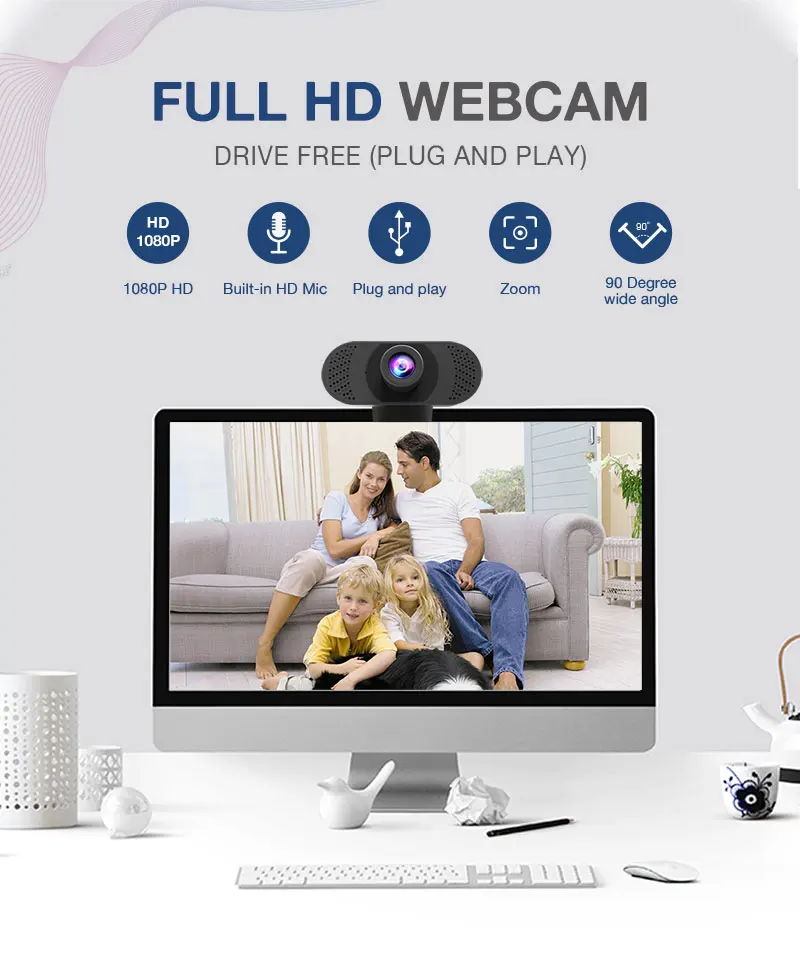 Лидер продаж 2 0 Мп веб-камера с бесплатным драйвером usb full hd 1080p для видеоконференций/онлайн-конференций/прямых
