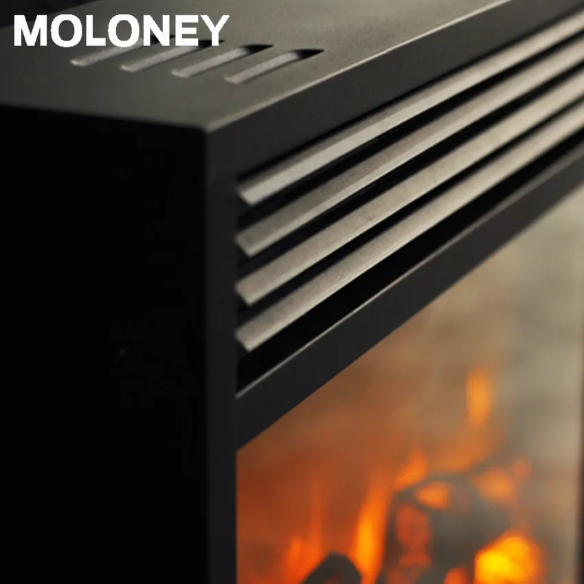 Black Cold rolled iron Mantel Wall built-in digital fire with manual button remote control cold orange flame Electric Fireplace