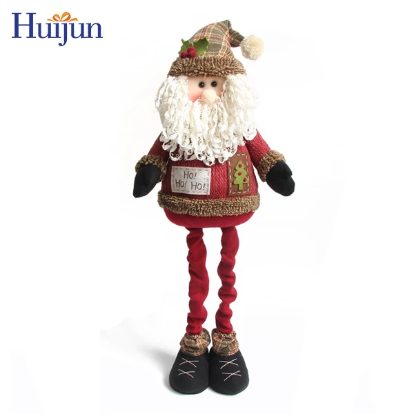 Christmas Crafts Novelty Christmas flexible Standing doll decoration Plush Xmas Doll with Retractable Legs Personalized ornament
