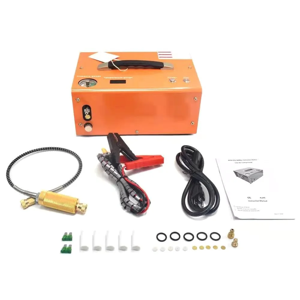 hot sale portable 30mpa 4500 psi 300 bar Oil Free Compressors With Power Supply 12V mini PCP Air Compressor