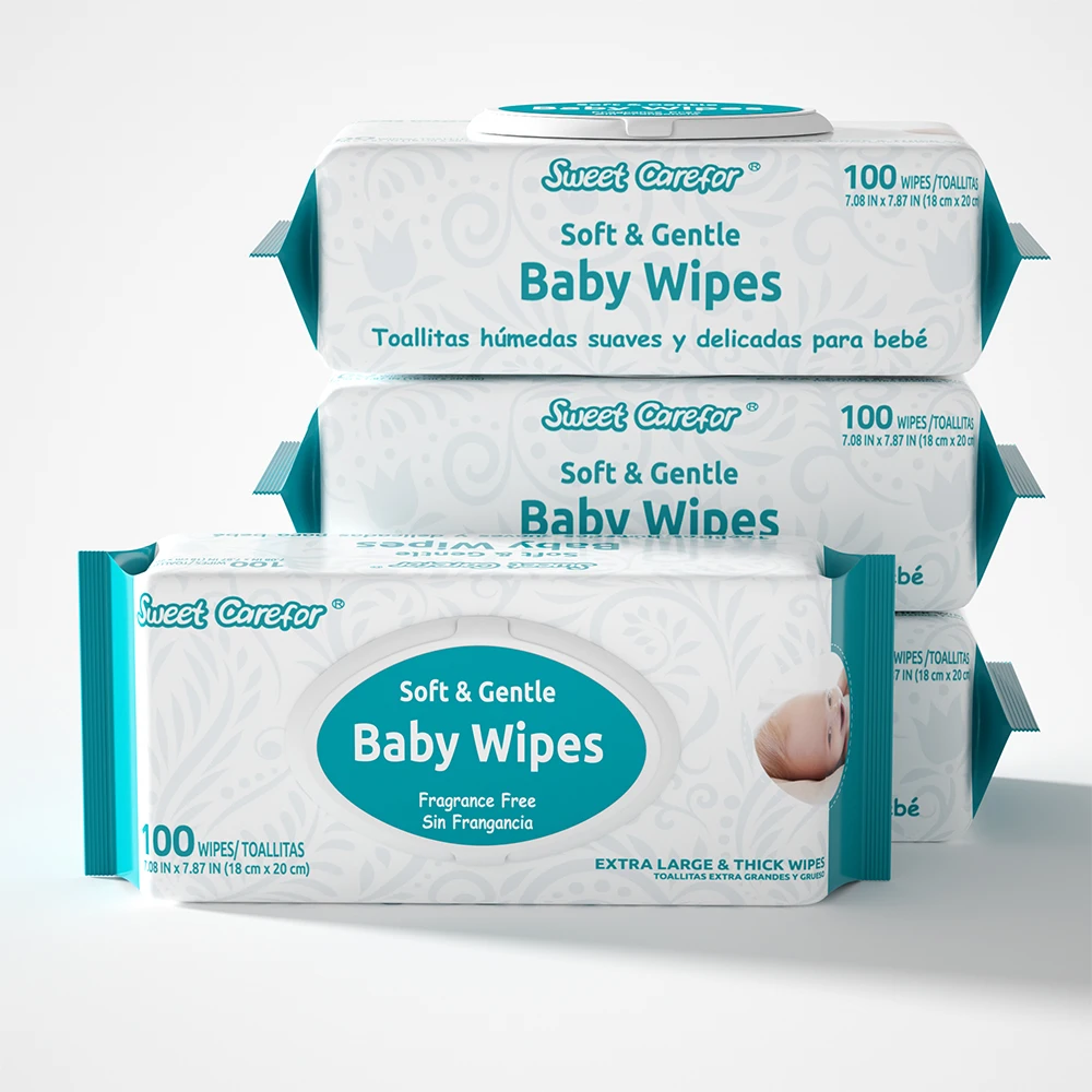 Sweet Carefor 55g Baby wipes,100pcs/bag Pearl Design Water Wipes,Ultra Moisturizing Biomimetic Phospholipid Formula Wet Wipes