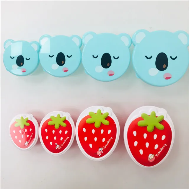 New Arrival Cartoon Food Fruit Snack Candy Storage Container Sets For Kids 4 in 1 sets Strawberry lunch box