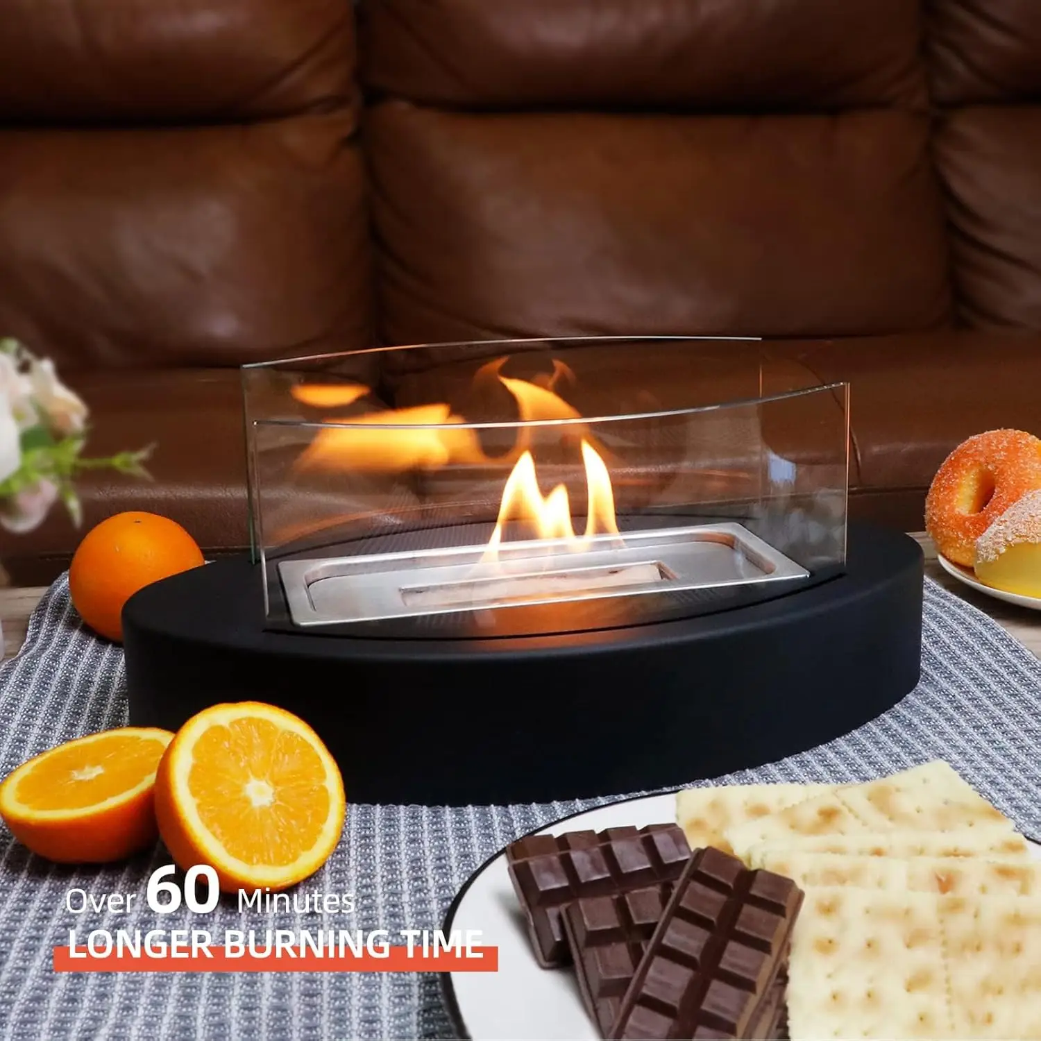Custom logo Portable Bio Ethanol Desktop Fire Pit Tabletop Fireplace Mini Tabletop Fire Bowl for Outdoor Use
