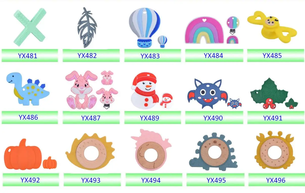 Hot Sale Baby Chew Toy Animal Wooden Teether Baby Animal Silicone Teether Toy