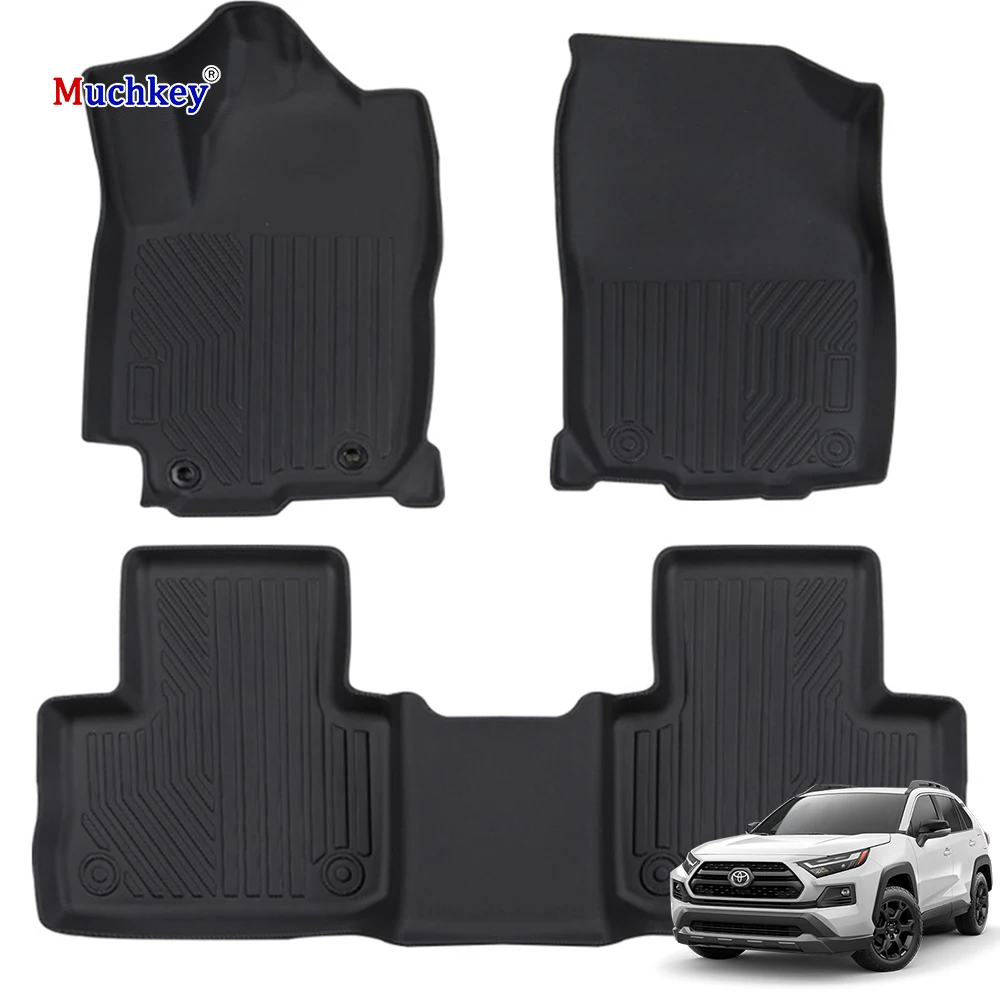 Muchkey For 5D Car Mats For Toyota RAV4 2023 2024 Luxury Customized Non-Slip Waterproof Rubber Car Flooring TPE Floor Mat