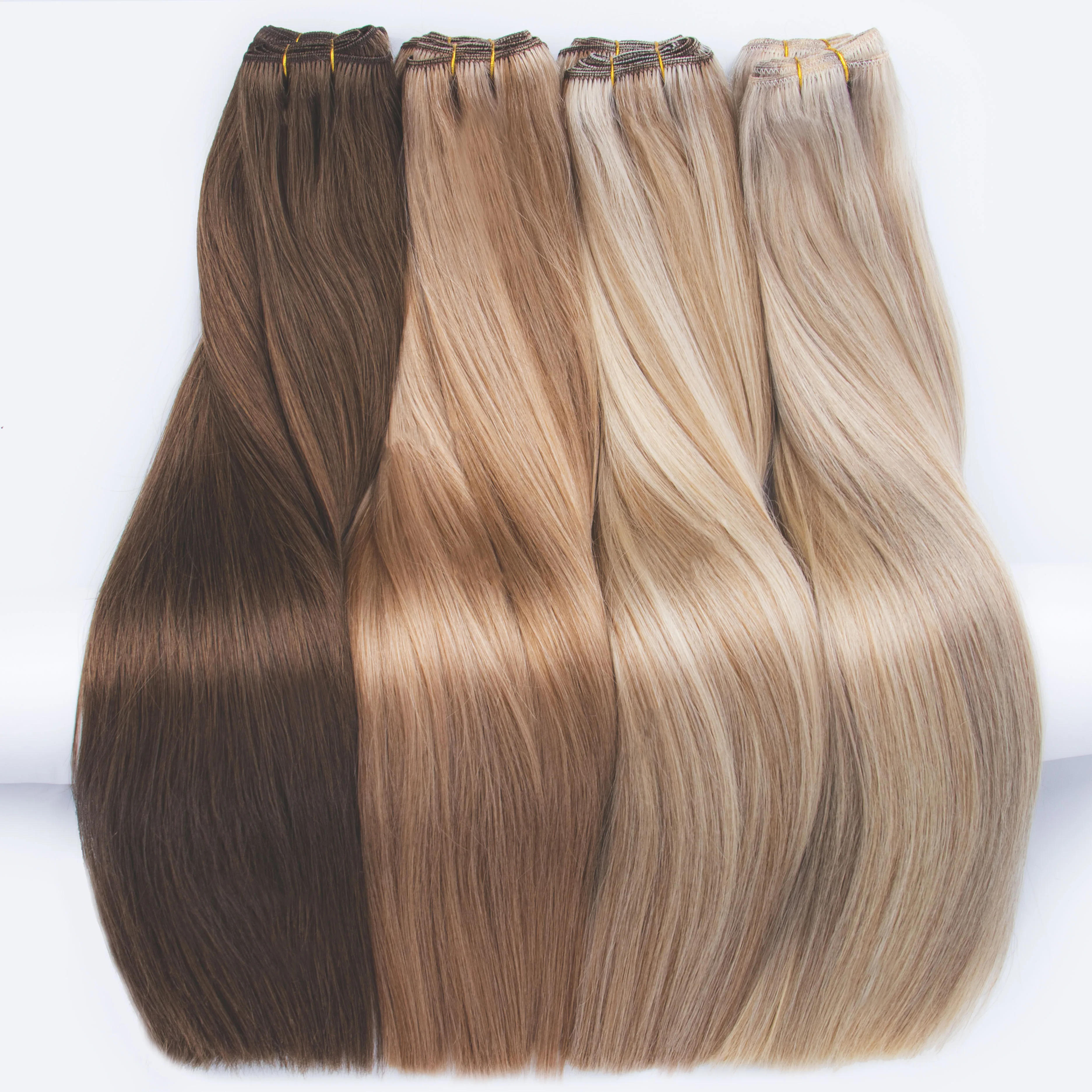 Top quality thick virgin remy weft hair extensions human hair double drawn double weft