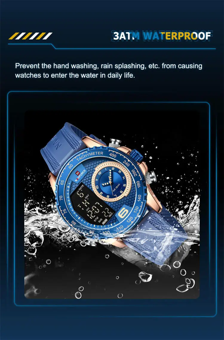 Naviforce NF9199T high quality make custom  mens hour perfect TPU big numbers date display  sports wristwatch