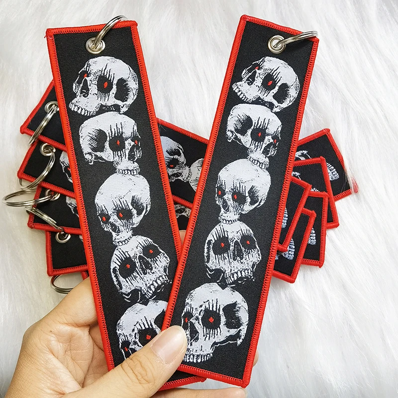 Custom JDM Wrist Lanyard Car Logo Fabric Embroidery Woven Keychains Whistles Lanyard Motorcycle Carabiner Clip Keychain