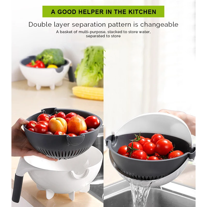 
Large capacity vegetable cutter lazy household manual multifunctional round kitchen vegetable cutting and draining artifact 