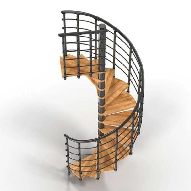 Steric Hot Sale Nice Wood Tread Round Spiral Staircase Space Saving Indoor Spiral Staircase