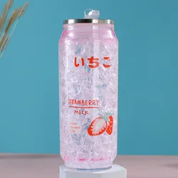 Hot Sale Reusable 15oz Plastic Double Wall Clear Acrylic Snow Globe Can Shaped Tumbler