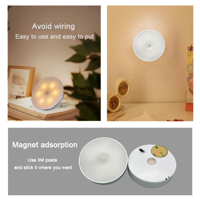 LED night lamp Smart Sensor Night Light  USB Rechargeable Wireless Indoor  for sleep baby children kids room Pir Motion sensor