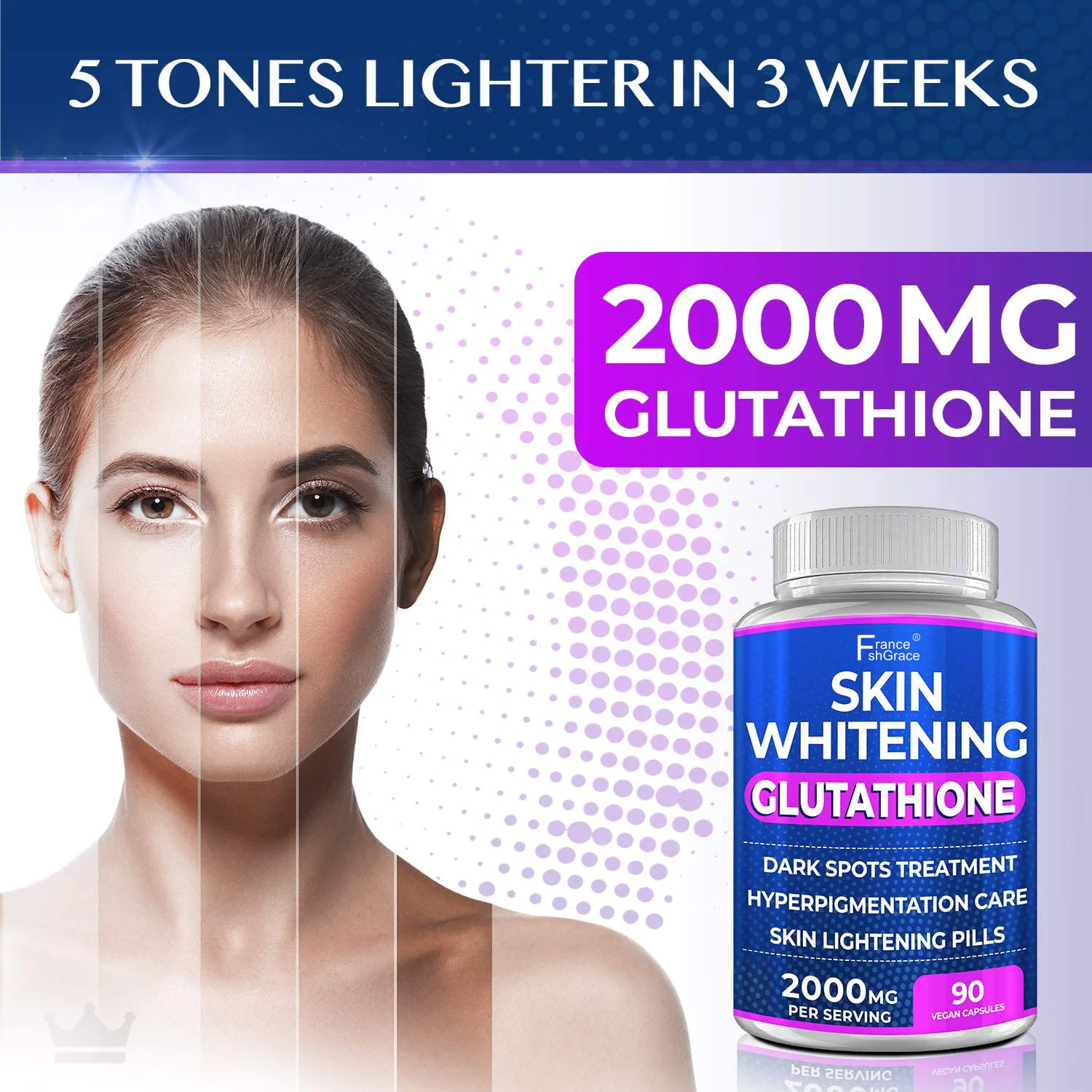 Эффективная осветляющая добавка для кожи, средство для отбеливания L-глютатиона для веганов