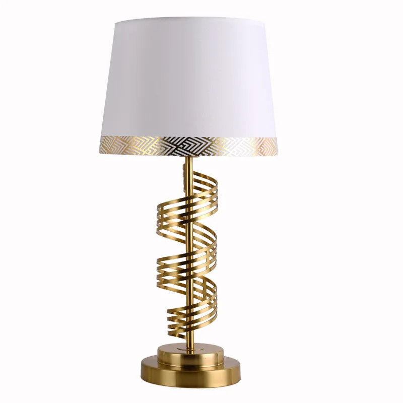 Modern Elegant 5-k9 Crystal Wafer Antique Gold Finish Metal Base Table Lamp with White/Black Shade for Bedroom or Hotel