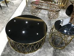 Modern Luxury Living Room Coffee Table Home Furniture Round Marble/Glass Top Gold Stainless Steel Frame Centre Tables Wholesale