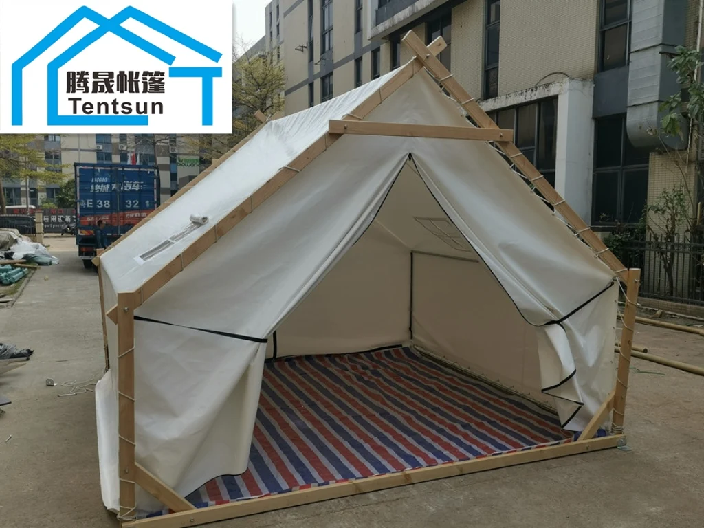 outdoor waterproof african camping hotel glamping house lodge safari tent with wood pole frame