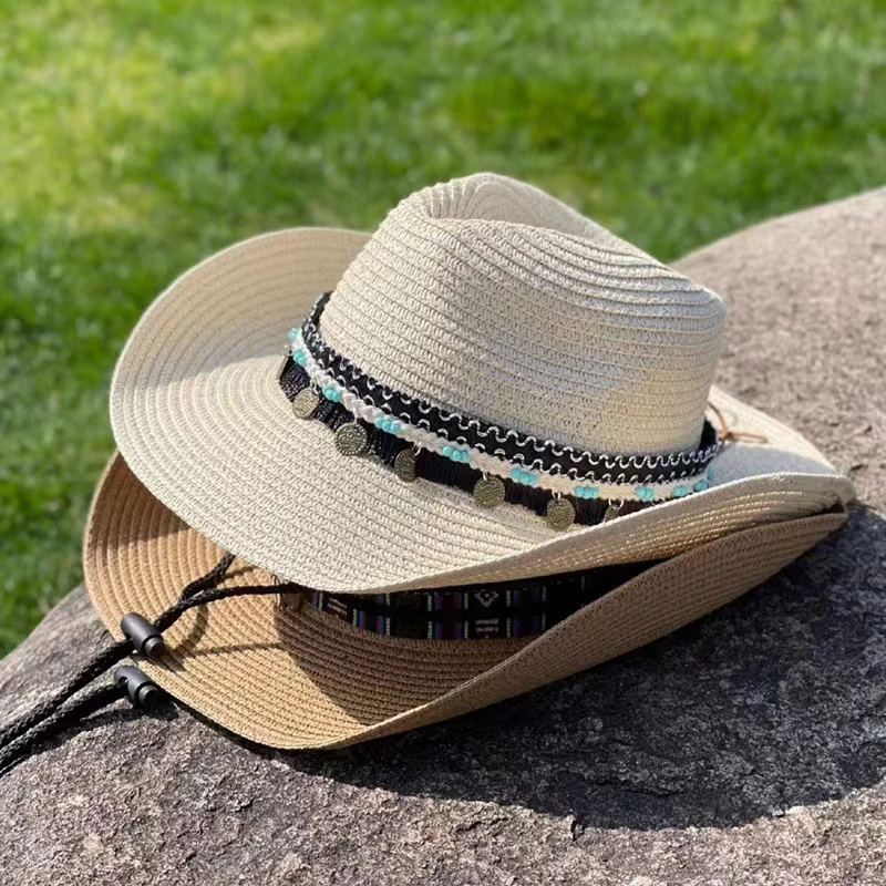 Ruimantike wholesale china breathable paper braid cowboy hat promotional straw cheap colorful cowgirl cool original headwear cap