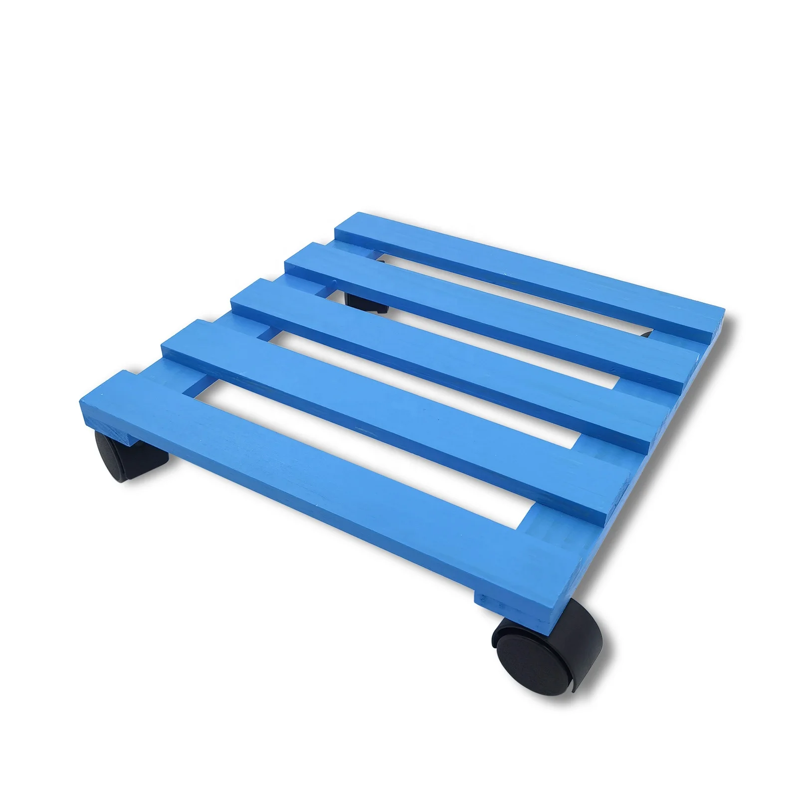 12 Inch Wooden Plant Caddy with Wheels indoor Outdoor Rolling Plant Stand Wooden movable bracket