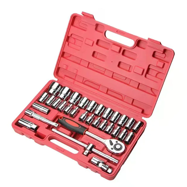 32pcs 1/2 In. Drive Metric Impact Socket Wrench Set Hand Tools Automobile Tools Box 1/2 Inch 32pcs Auto Repair Tools