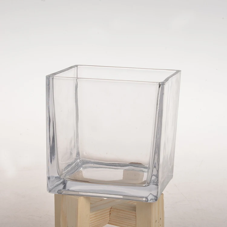 Custom Glass Votive Transparent Square Straight Side Glass Candle Holder For Home Wedding Decoration