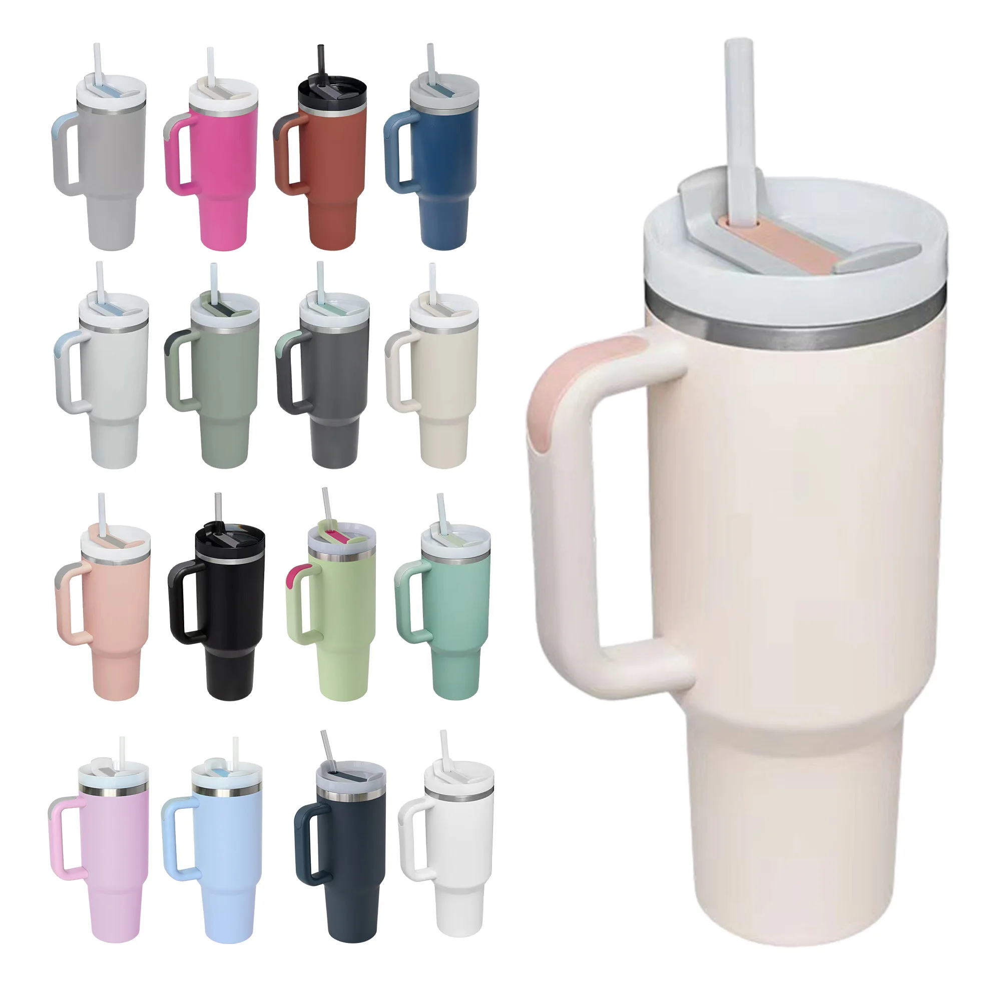 Wholesale H2.0 Soft Matte Coffe Cup Stainless Steel Vacuum Insulated Tumbler with Lid and Straw for Iced and Cold Beverages