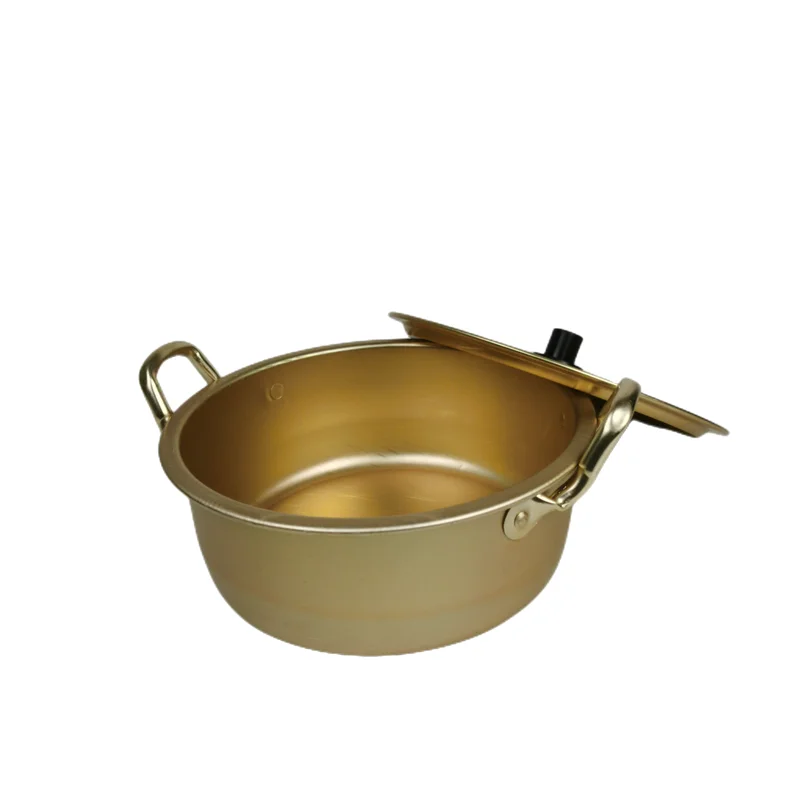 Wholesale Customized Kitchen Cookware Small Gold Instant Korean Noodle Ramen Cooking Soup Pot