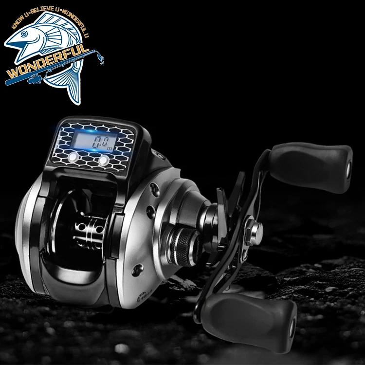 Factory Quality 16+1 Bearings 6.3:1 Metal Spool Digital Counting Waterproof Baitcasting Reel For Night Fishing