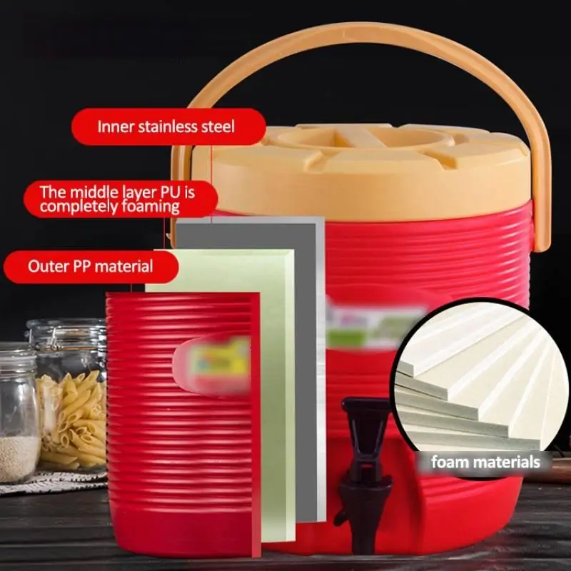 Heavybao Stainless Steel  Bubble Tea Barrel Storage Drum Milk Tea Warmer Bucket Insulation Barrels For Restaurant